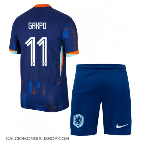 Maglie da calcio Olanda Cody Gakpo #11 Seconda Maglia Bambino Europei 2024 Manica Corta (+ Pantaloni corti)